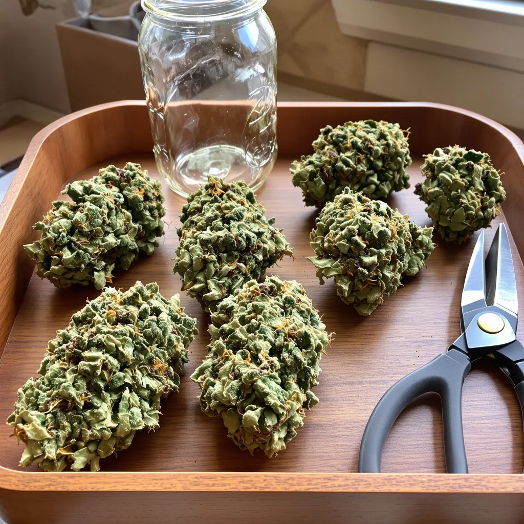 Longbottom Leaf 39% indica / 61% sativa flower with visible trichomes