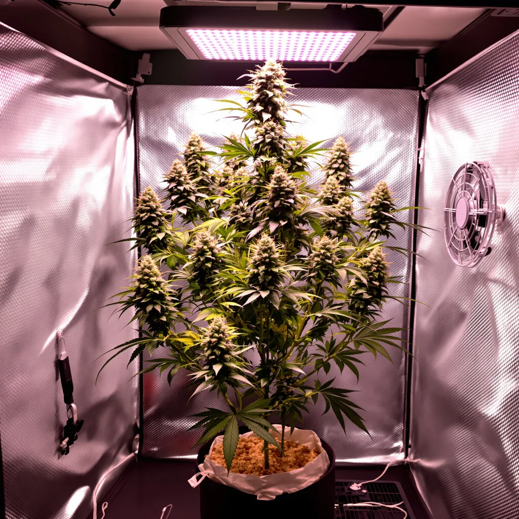 Lowryder 44% indica / 56% sativa flower with visible trichomes