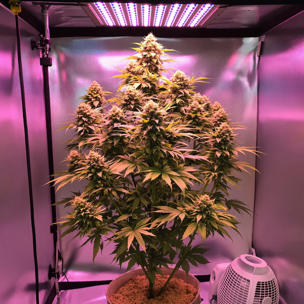 LSD 49% indica / 51% sativa flower with visible trichomes