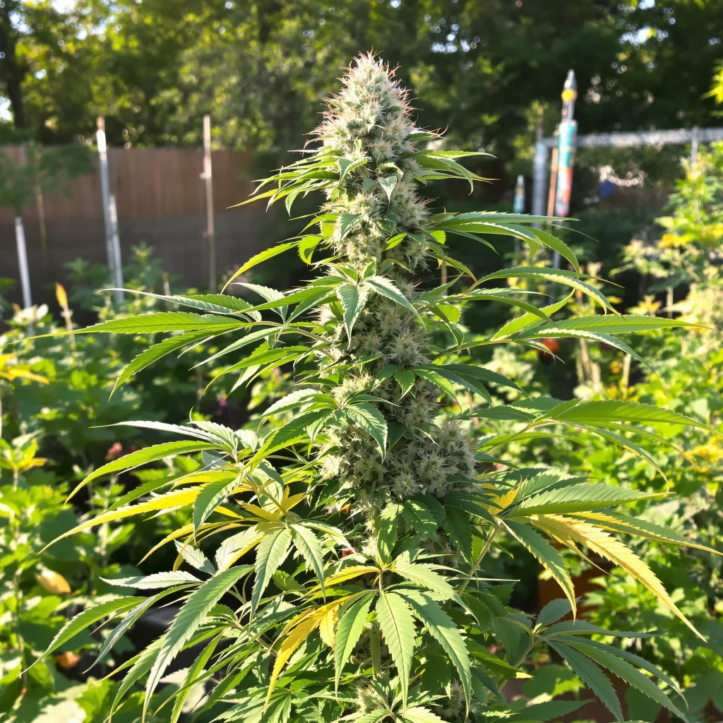 LSD 49% indica / 51% sativa flower with visible trichomes