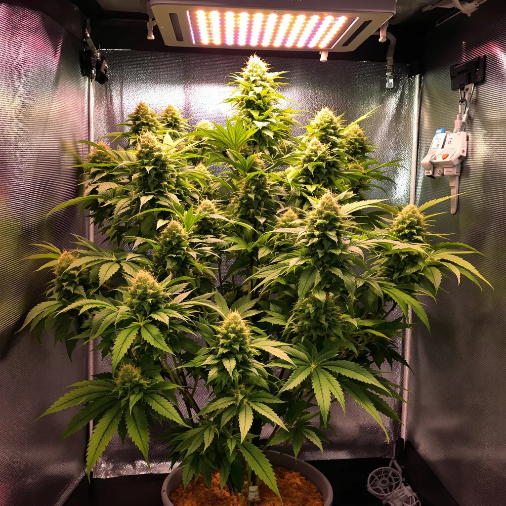 Lucky 54% indica / 46% sativa flower with visible trichomes