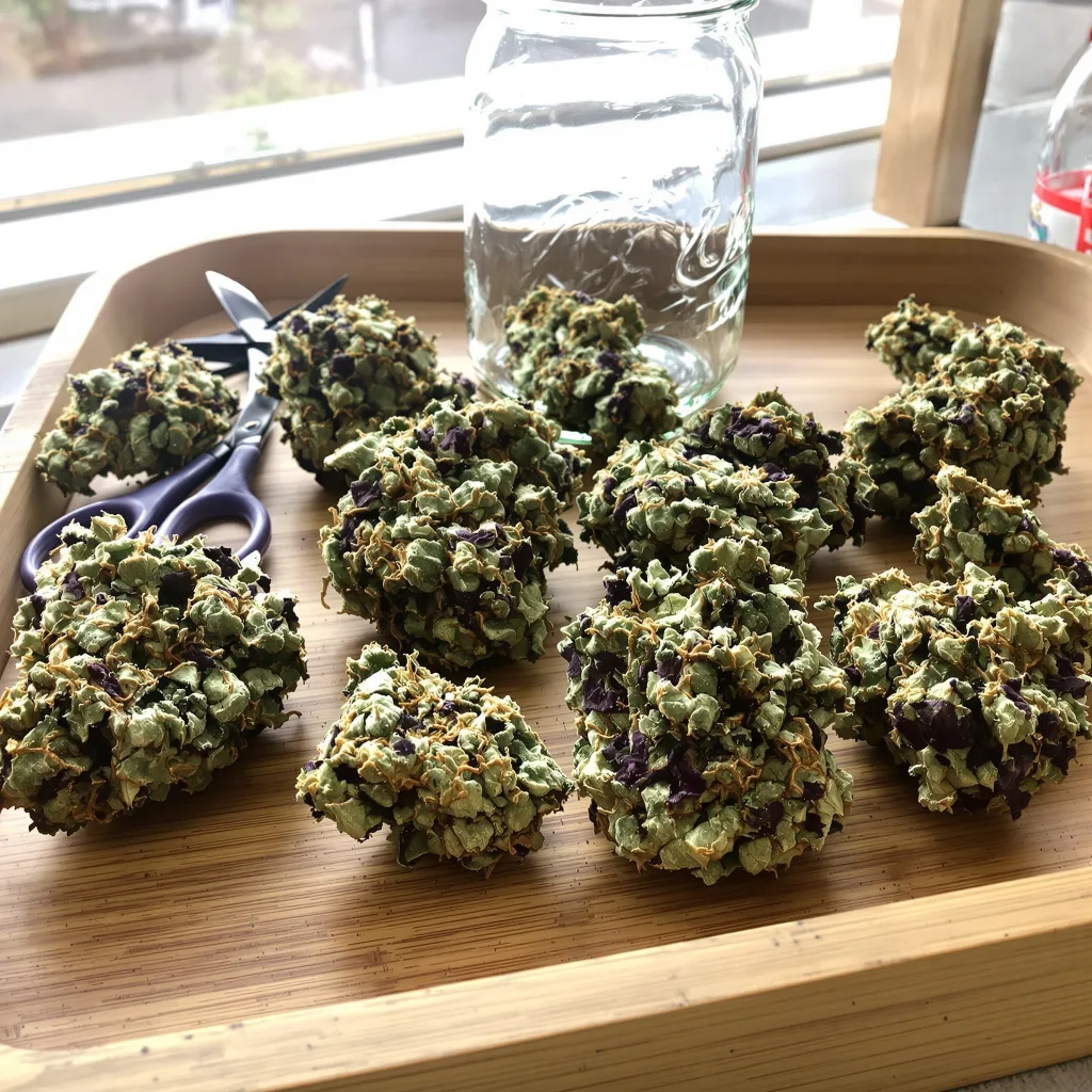 Magic Beans OG 69% indica / 31% sativa flower with visible trichomes