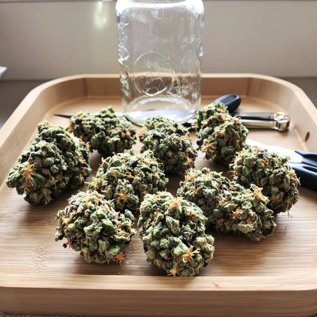 Magnum 49% indica / 51% sativa flower with visible trichomes