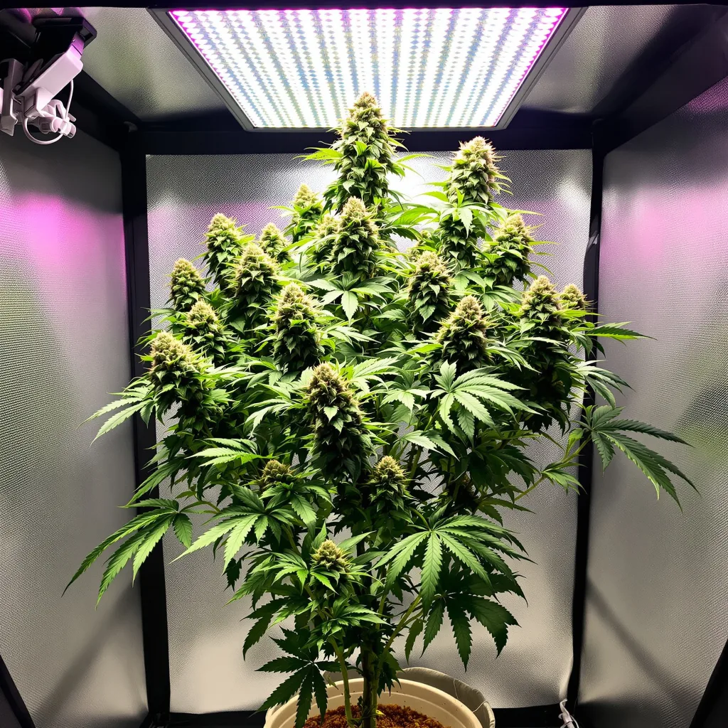 Mandala #1 52% indica / 48% sativa flower with visible trichomes