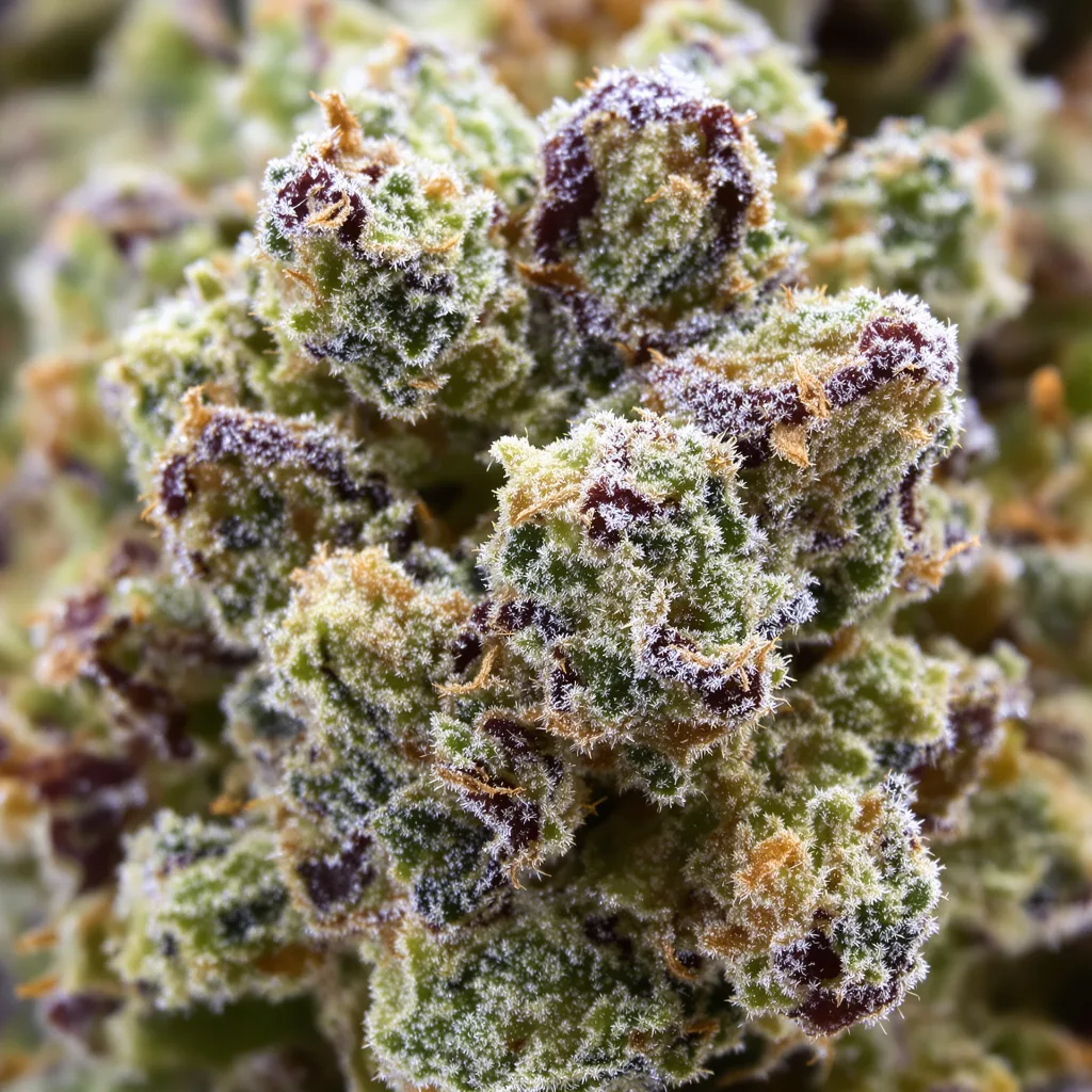 Mandala #1 cannabis bud close-up showing balanced bud structure with frosted trichomes