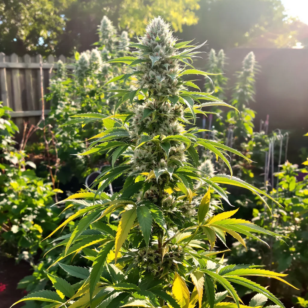 Mandarin 36% indica / 64% sativa flower with visible trichomes
