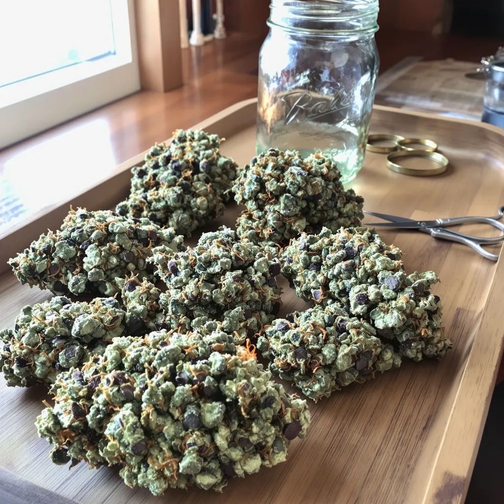 Mandarin 36% indica / 64% sativa flower with visible trichomes