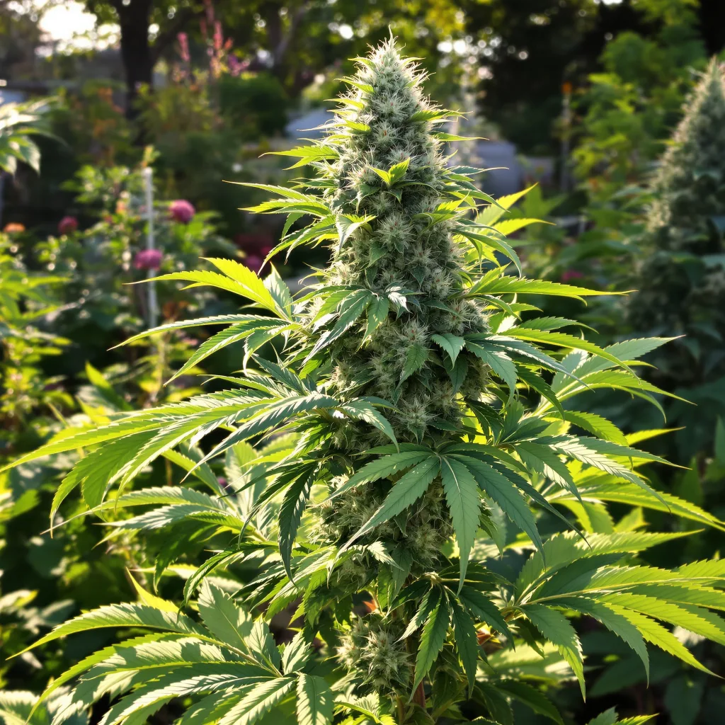 Mandarin 36% indica / 64% sativa flower with visible trichomes