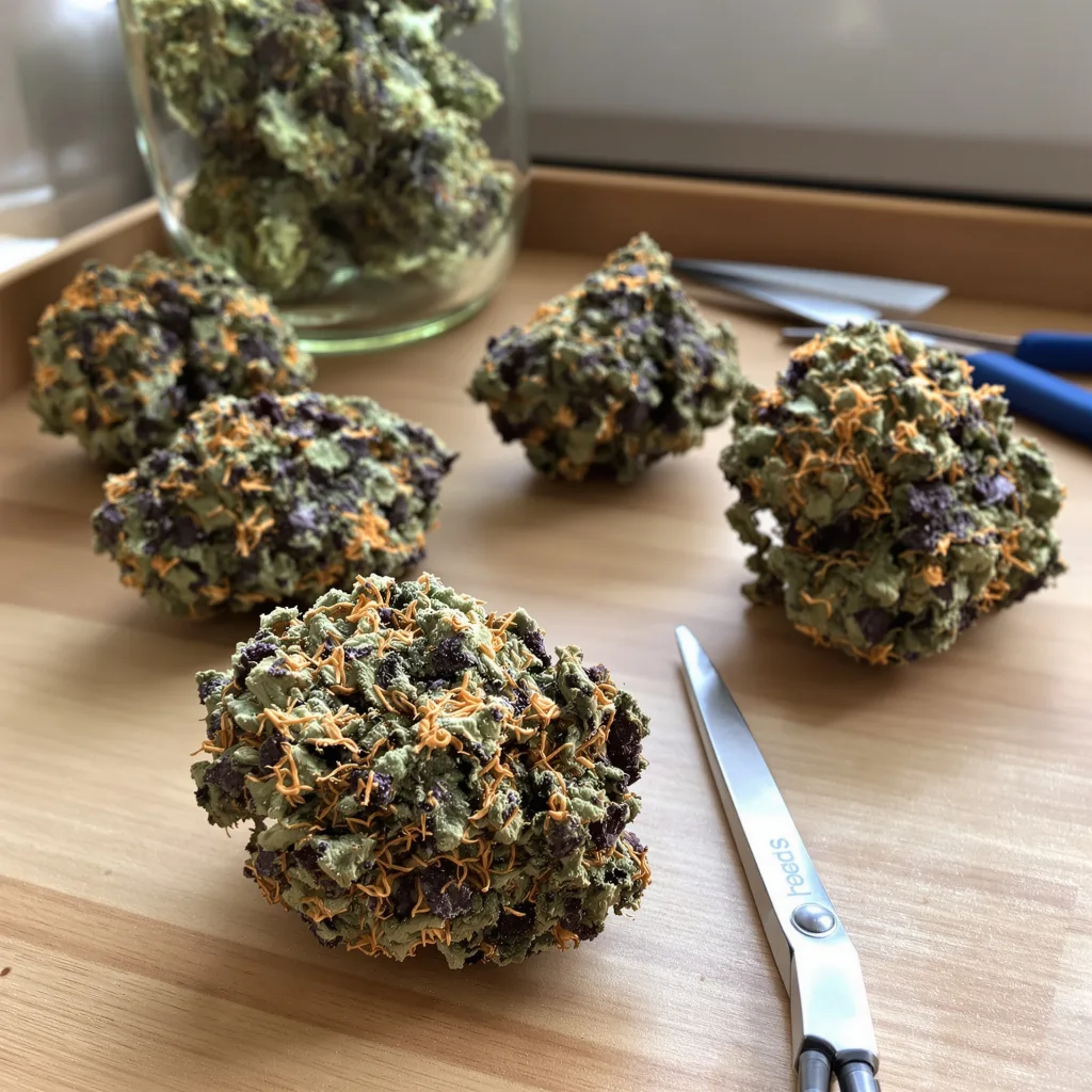 Mandarine 76% indica / 24% sativa flower with visible trichomes