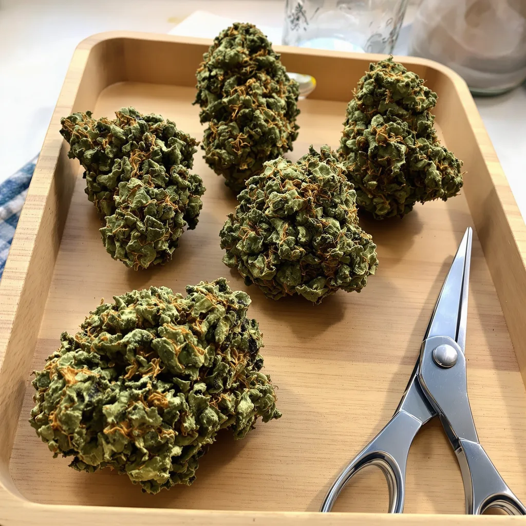 Mandarine 76% indica / 24% sativa flower with visible trichomes