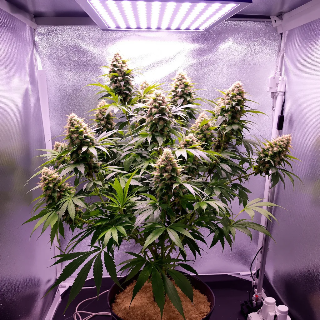 Mango 67% indica / 33% sativa flower with visible trichomes