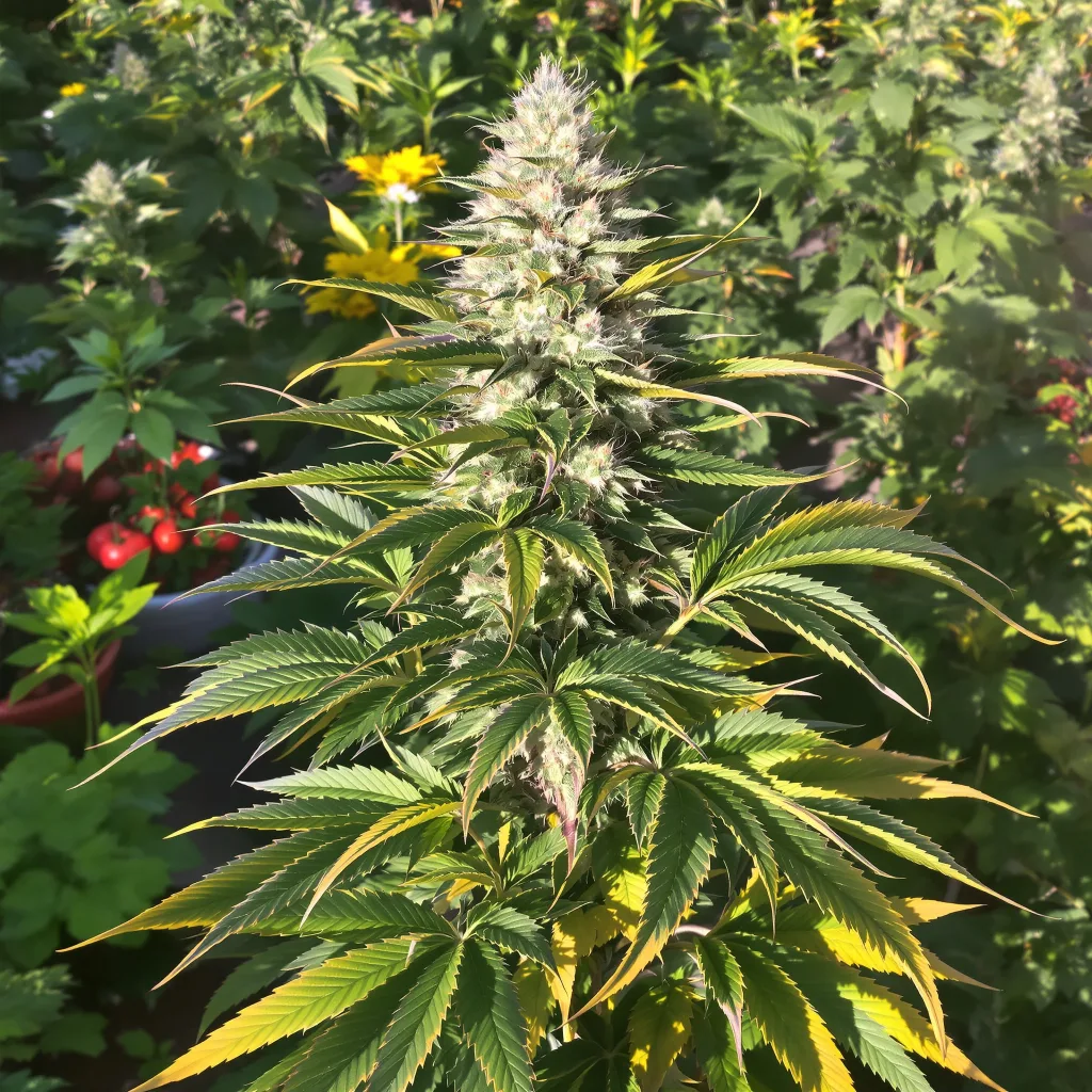 Mango 67% indica / 33% sativa flower with visible trichomes