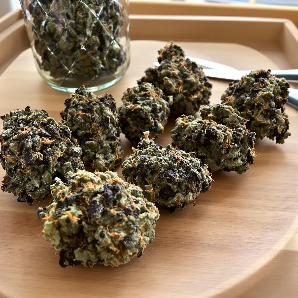 Mango Kush 89% indica / 11% sativa flower with visible trichomes