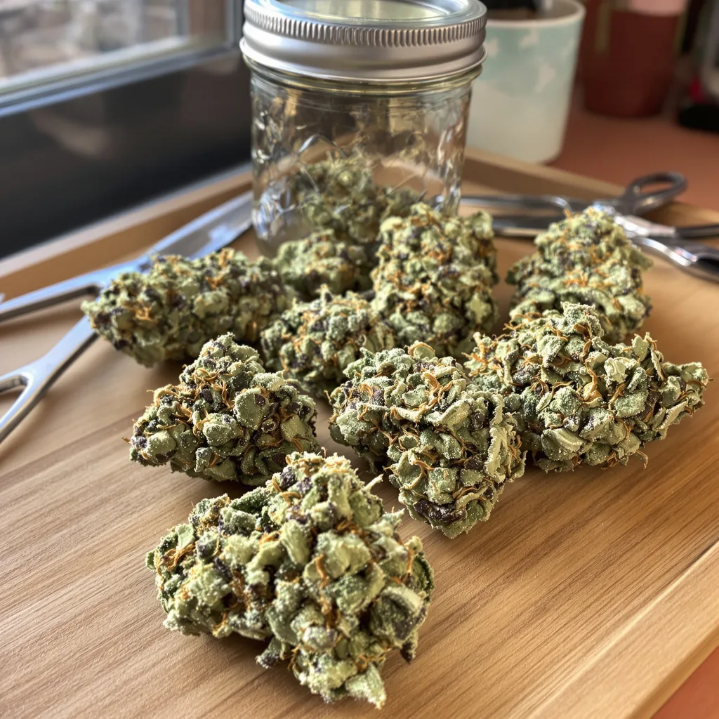 Master Bubba 40% indica / 50% sativa flower with visible trichomes