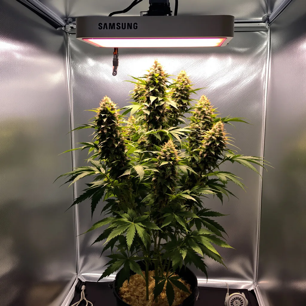 Master Bubba 40% indica / 50% sativa flower with visible trichomes