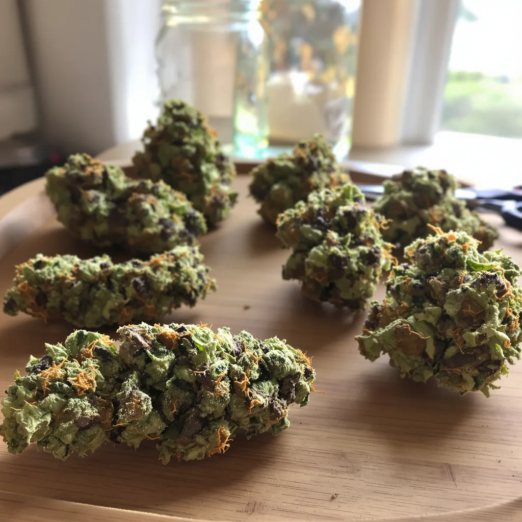 Master Bubba 40% indica / 50% sativa flower with visible trichomes