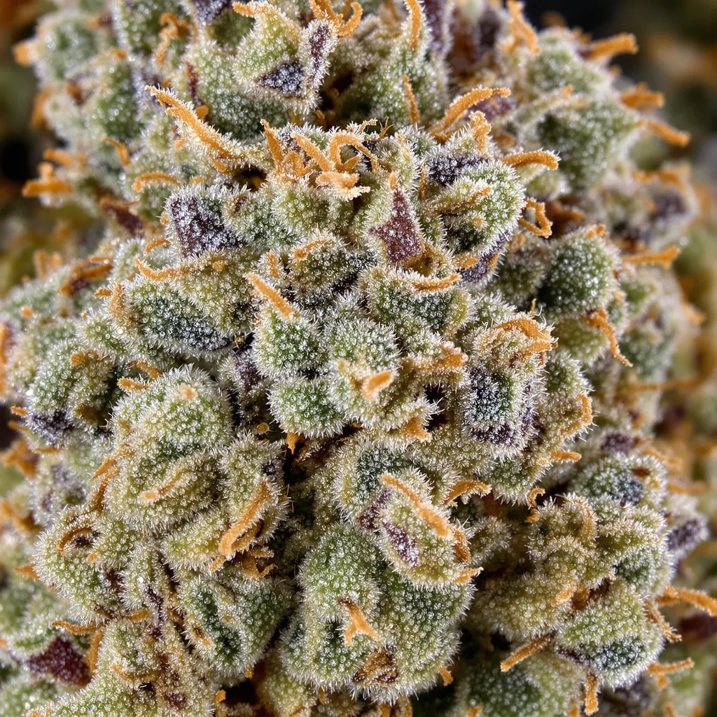 Master Jedi cannabis bud close-up showing balanced bud structure with frosted trichomes