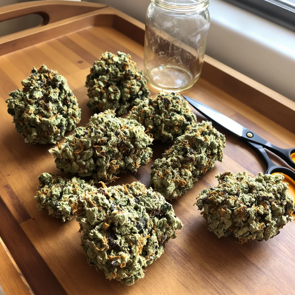 Master Jedi 40% indica / 50% sativa flower with visible trichomes
