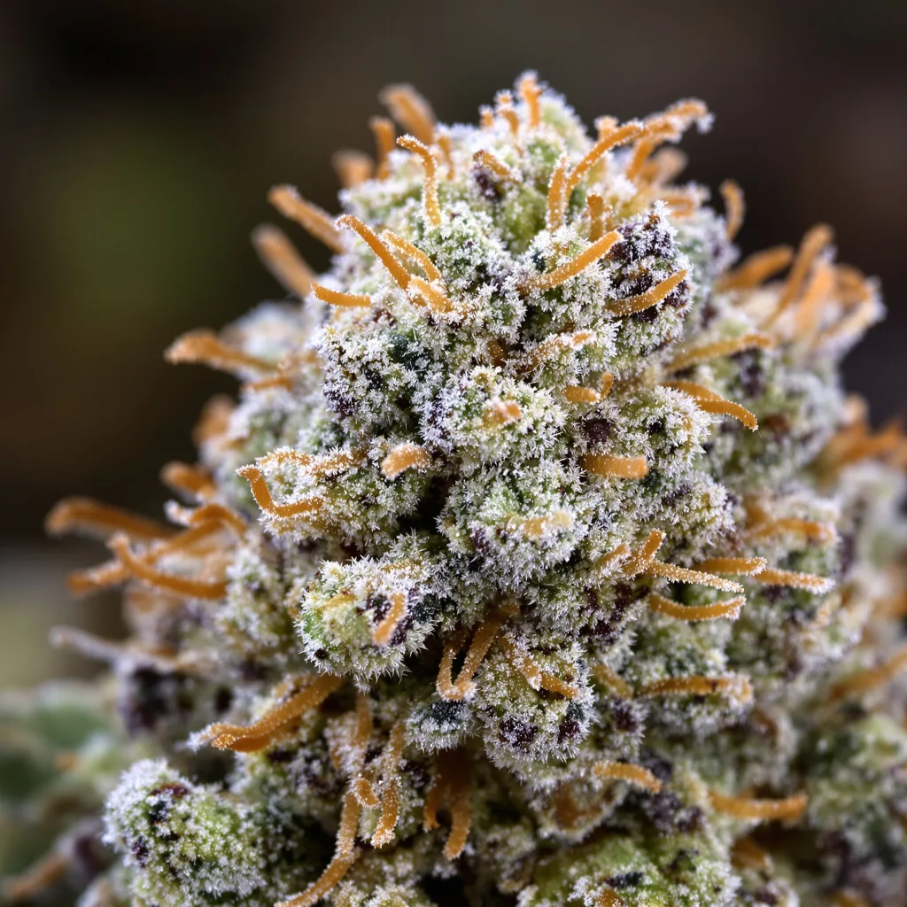 Master Jedi cannabis bud close-up showing balanced bud structure with frosted trichomes