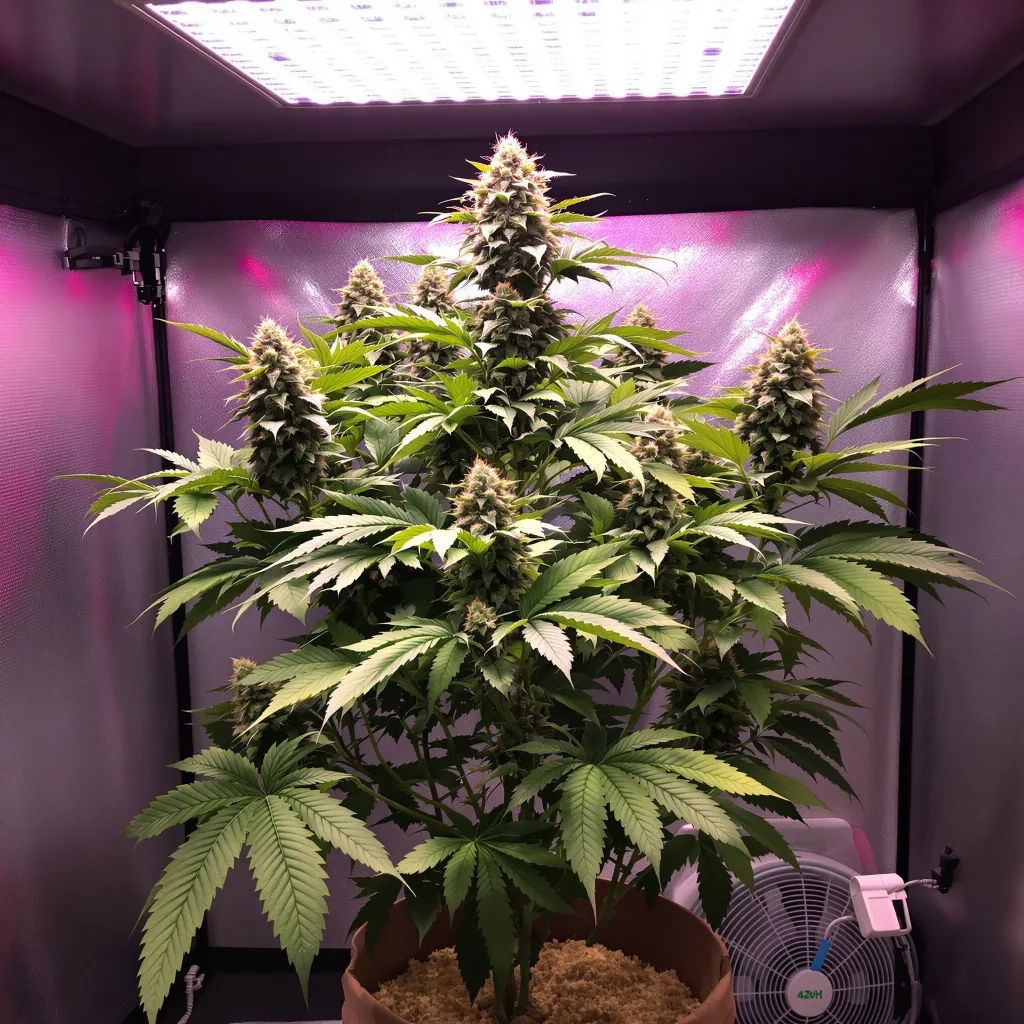Master Kush 89% indica / 11% sativa flower with visible trichomes