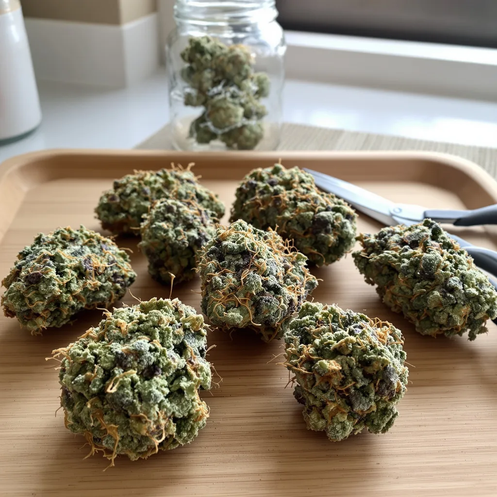 Maui Pineapple Chunk 41% indica / 59% sativa flower with visible trichomes