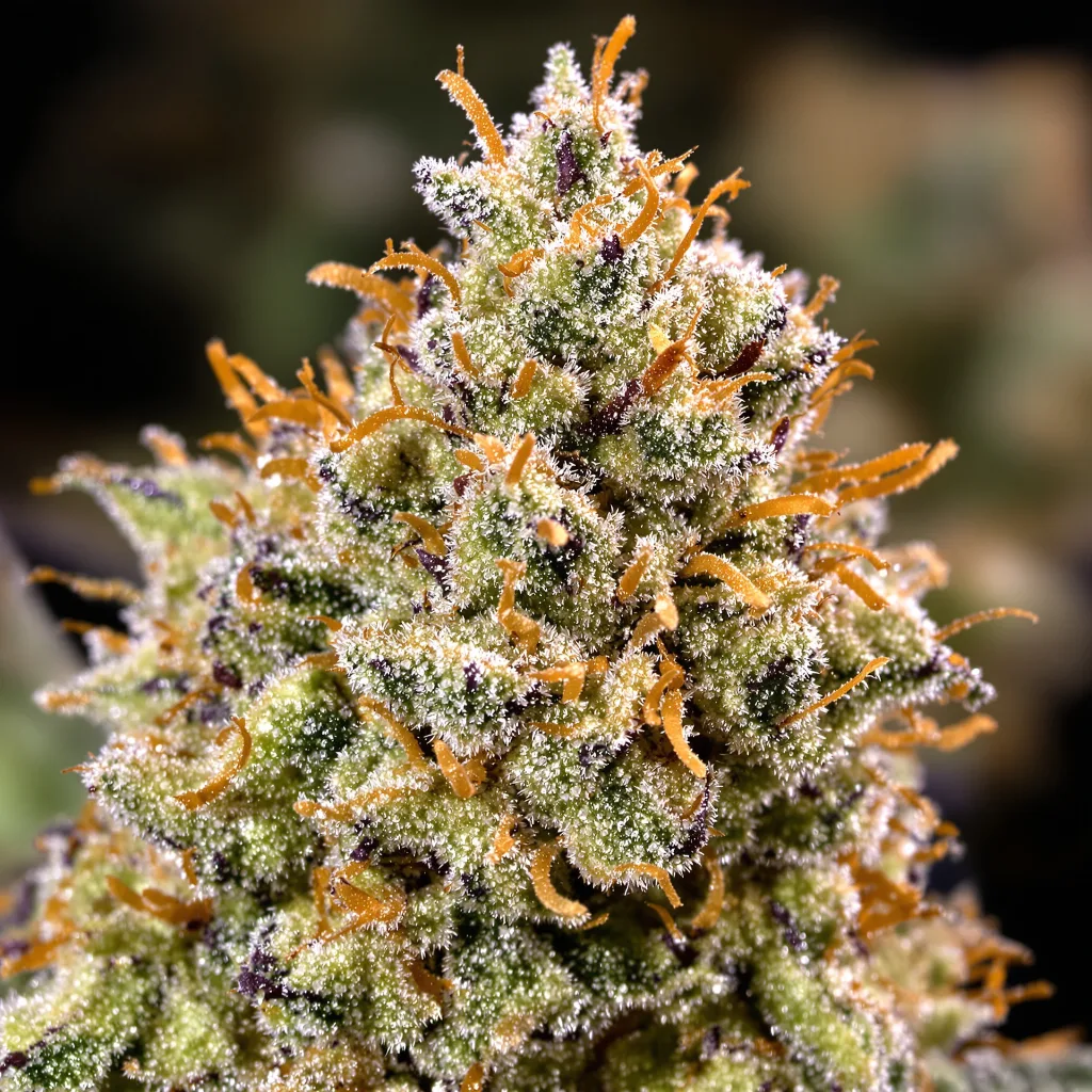 Maui Pineapple Chunk cannabis bud close-up showing balanced bud structure with frosted trichomes