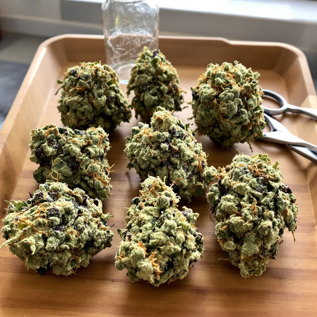 Maui Pineapple Chunk 41% indica / 59% sativa flower with visible trichomes