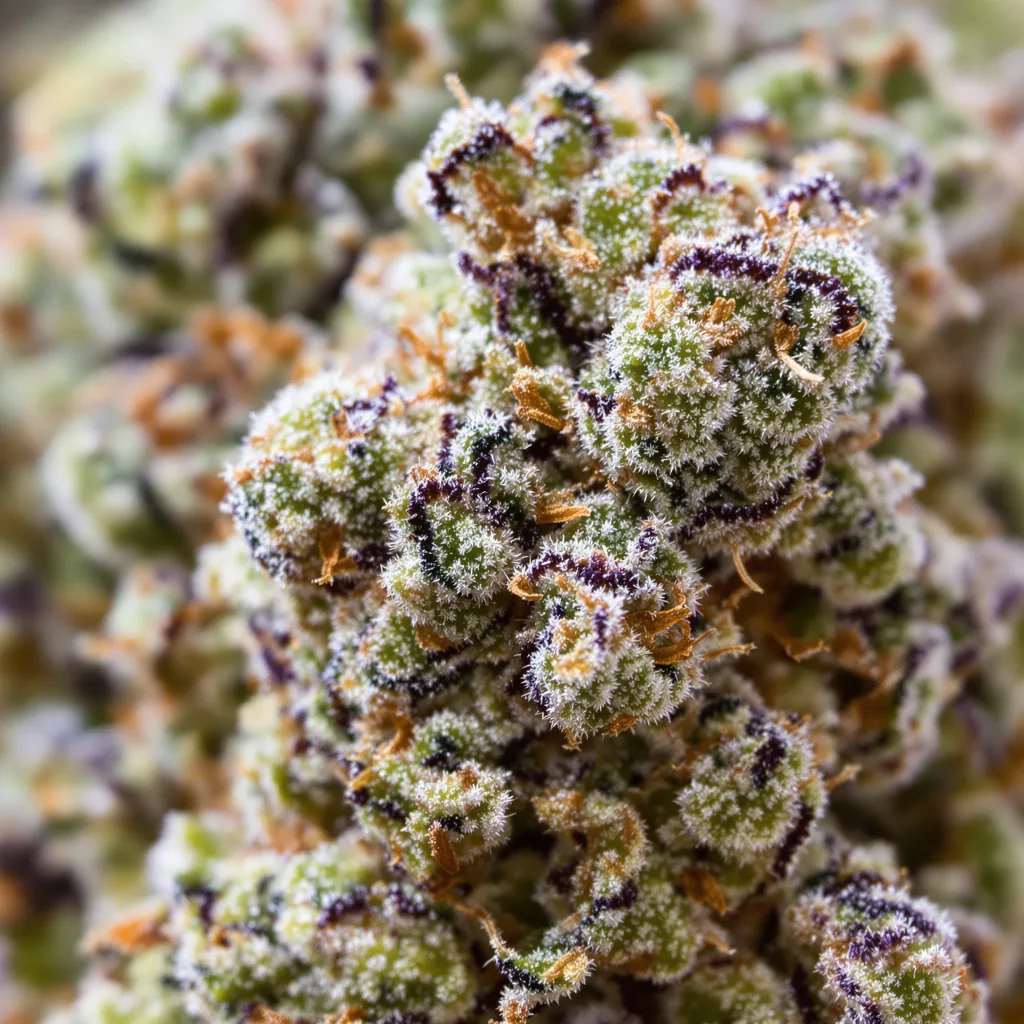 Maui Pineapple Chunk cannabis bud close-up showing balanced bud structure with frosted trichomes