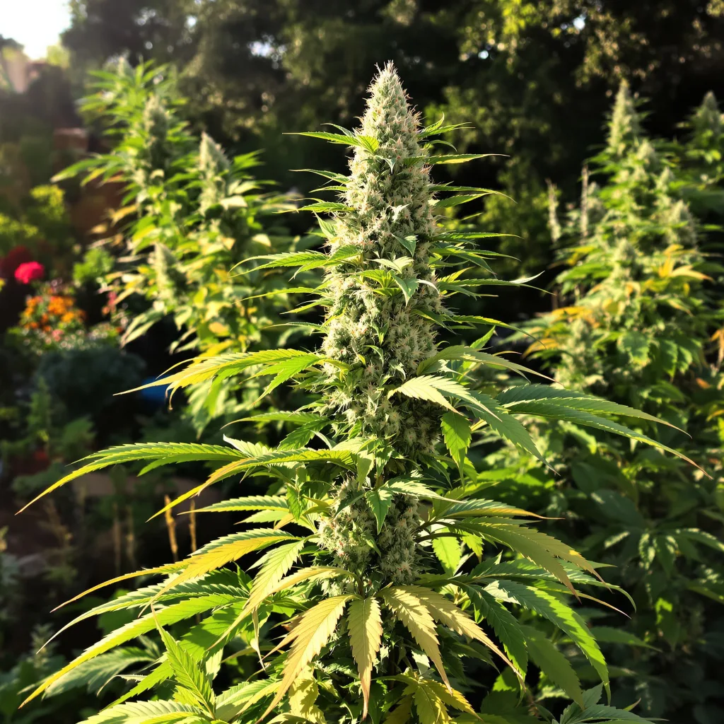 Maxi Gom 54% indica / 46% sativa flower with visible trichomes
