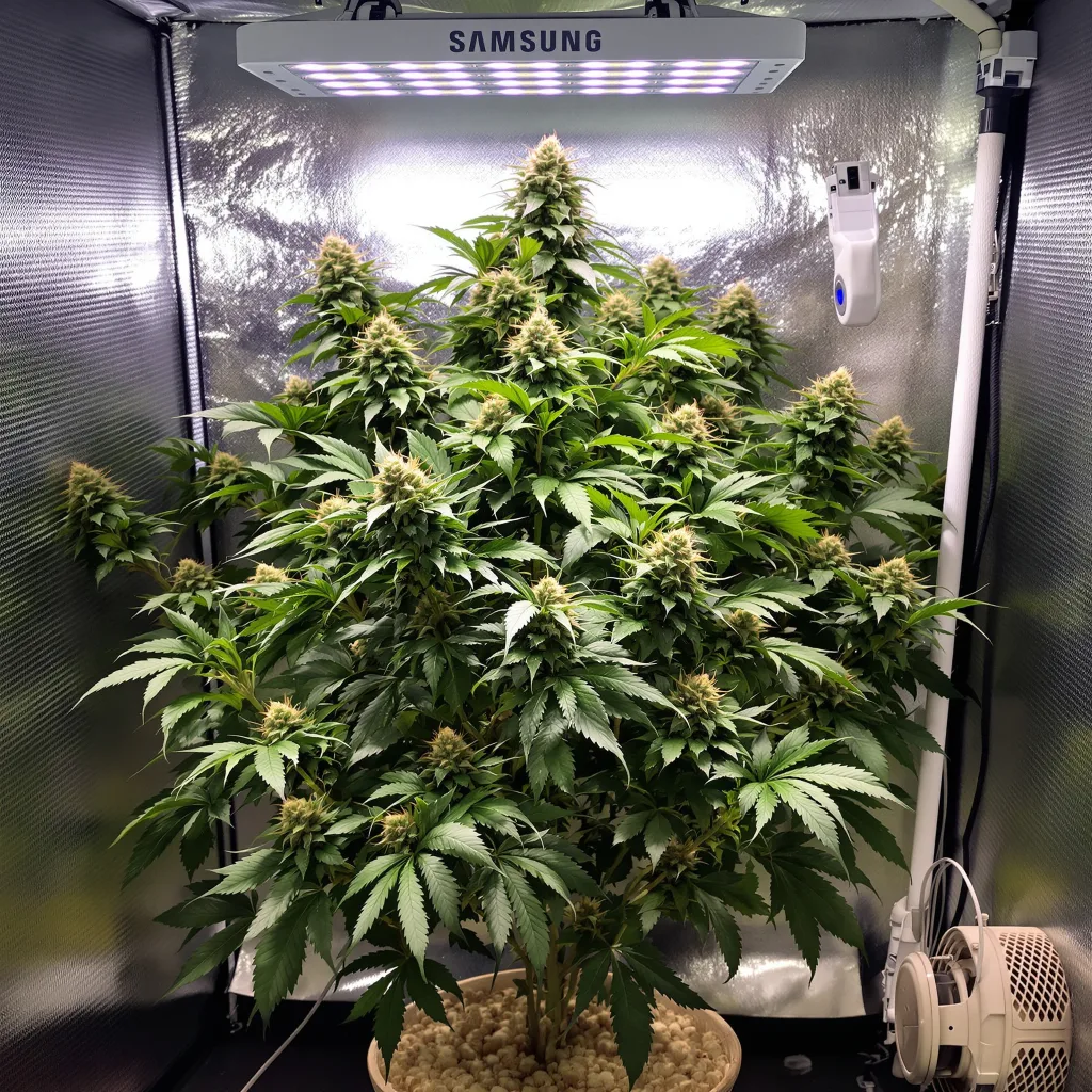 Mazar 73% indica / 27% sativa flower with visible trichomes