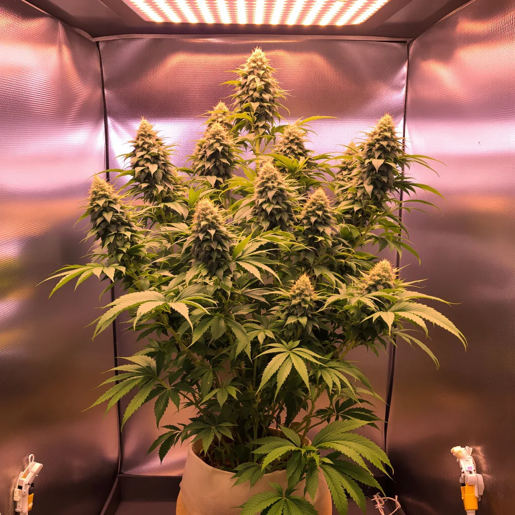 Mean Misty 35% indica / 65% sativa flower with visible trichomes