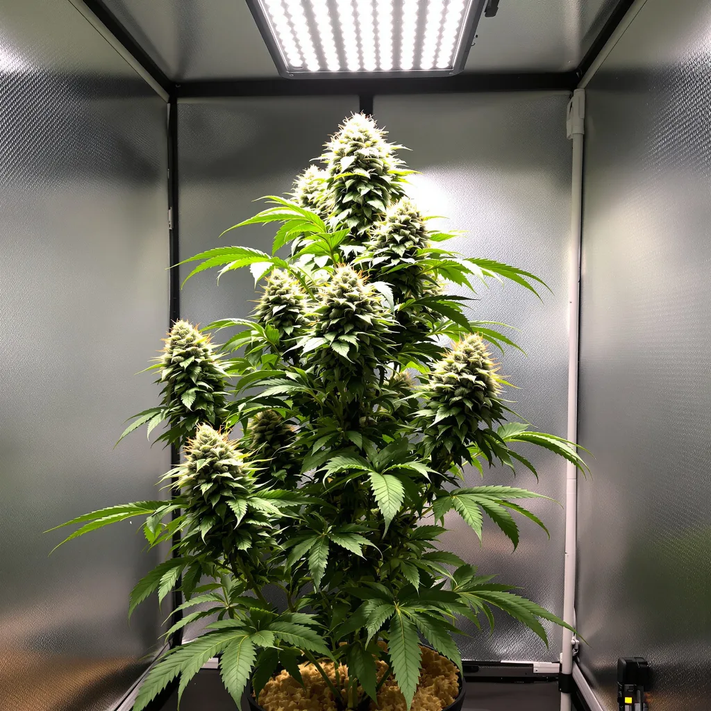 MedGom CBD 53% indica / 47% sativa flower with visible trichomes
