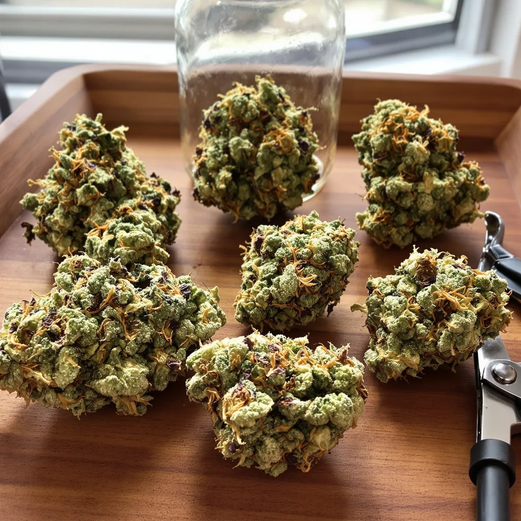 Medibud 60% indica / 40% sativa flower with visible trichomes