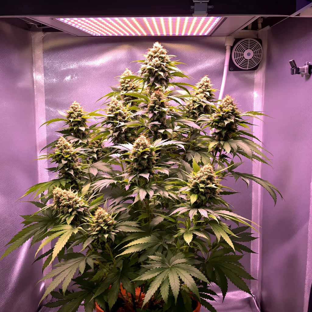 Medibud 60% indica / 40% sativa flower with visible trichomes