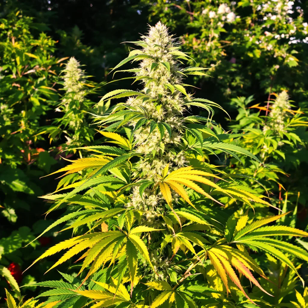 Melonade 17% indica / 83% sativa flower with visible trichomes