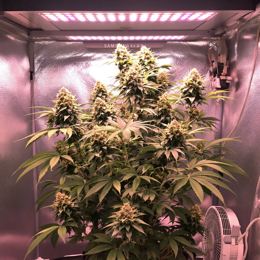 Mendo Breath 60% indica / 30% sativa flower with visible trichomes