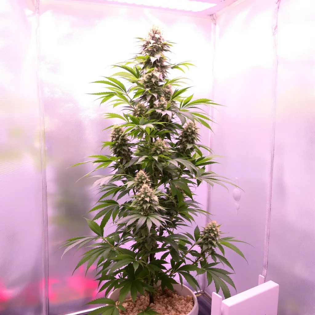 Mickey Kush 25% indica / 75% sativa flower with visible trichomes