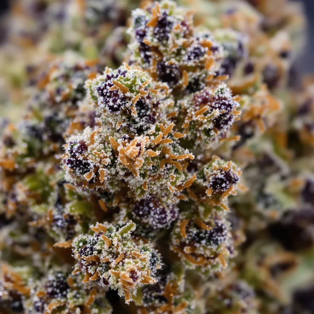 Middlefork cannabis bud close-up showing dense purple-tinged calyxes