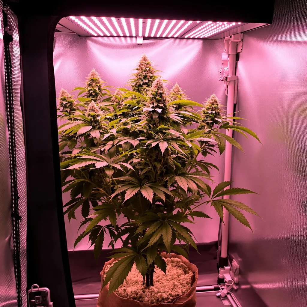 Mimosa 70% indica / 50% sativa flower with visible trichomes