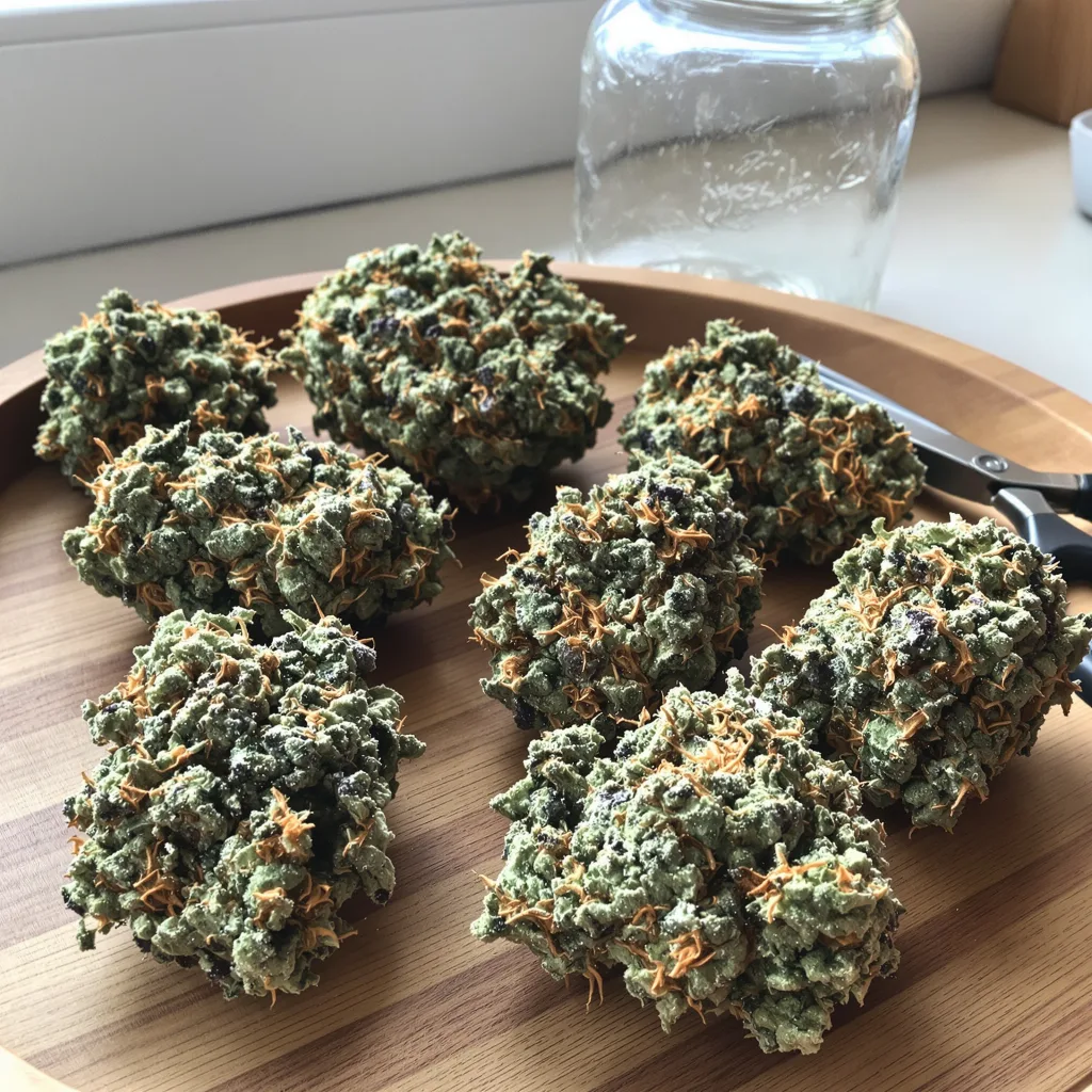 Mint Chocolate Chip 36% indica / 64% sativa flower with visible trichomes