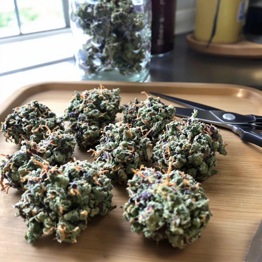 Mint 52% indica / 48% sativa flower with visible trichomes