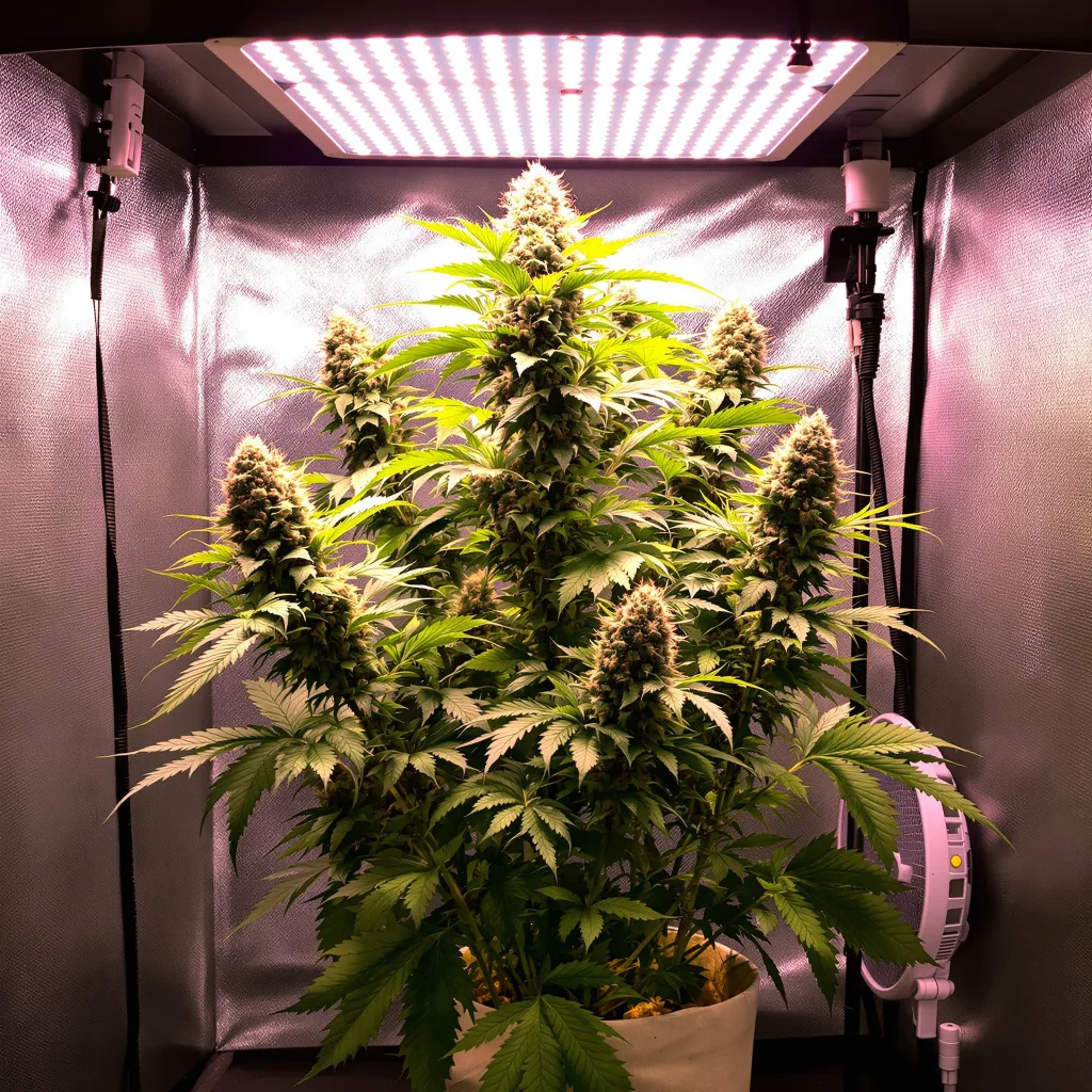Misty Kush 47% indica / 53% sativa flower with visible trichomes
