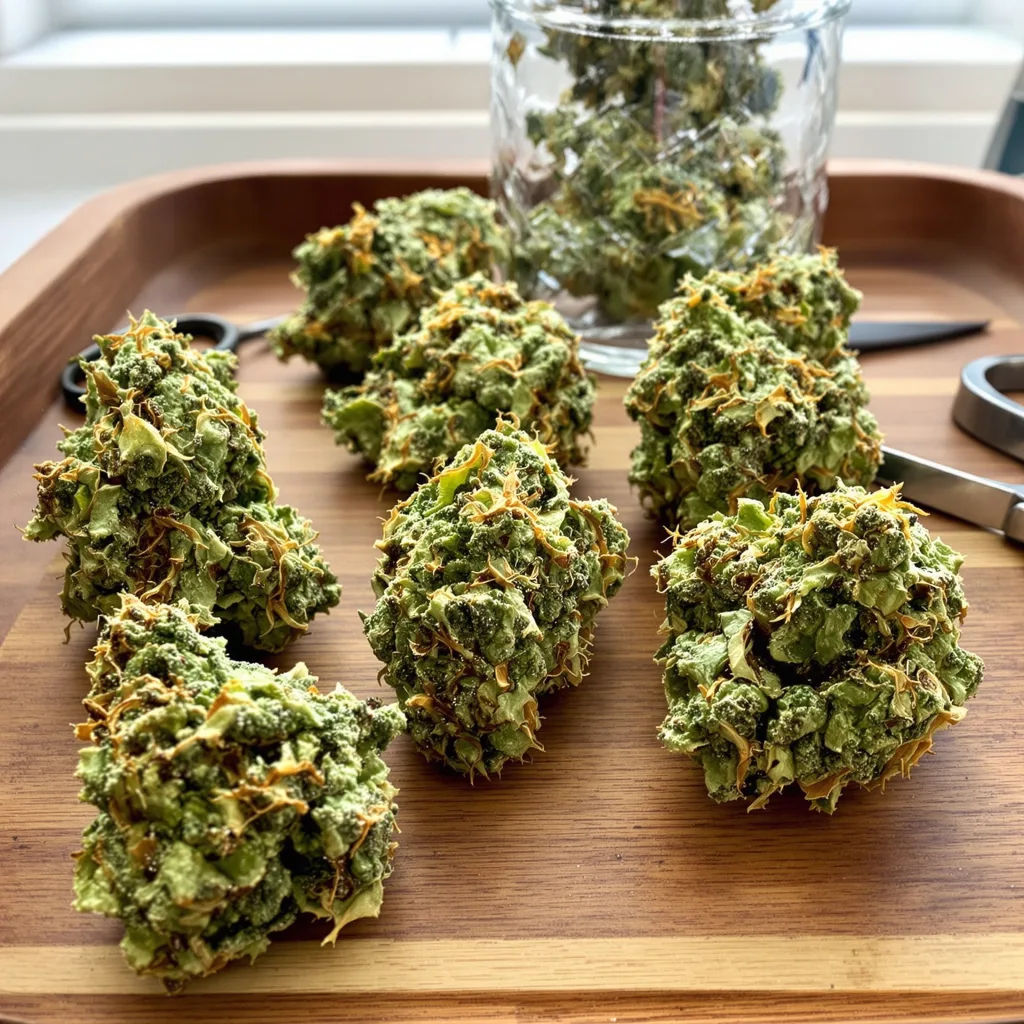 Moby Dick 25% indica / 75% sativa flower with visible trichomes