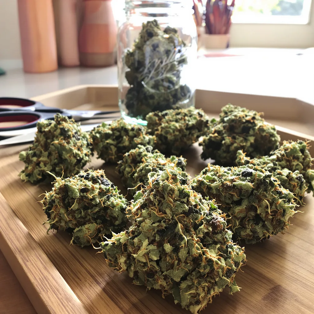 Money Maker 87% indica / 13% sativa flower with visible trichomes
