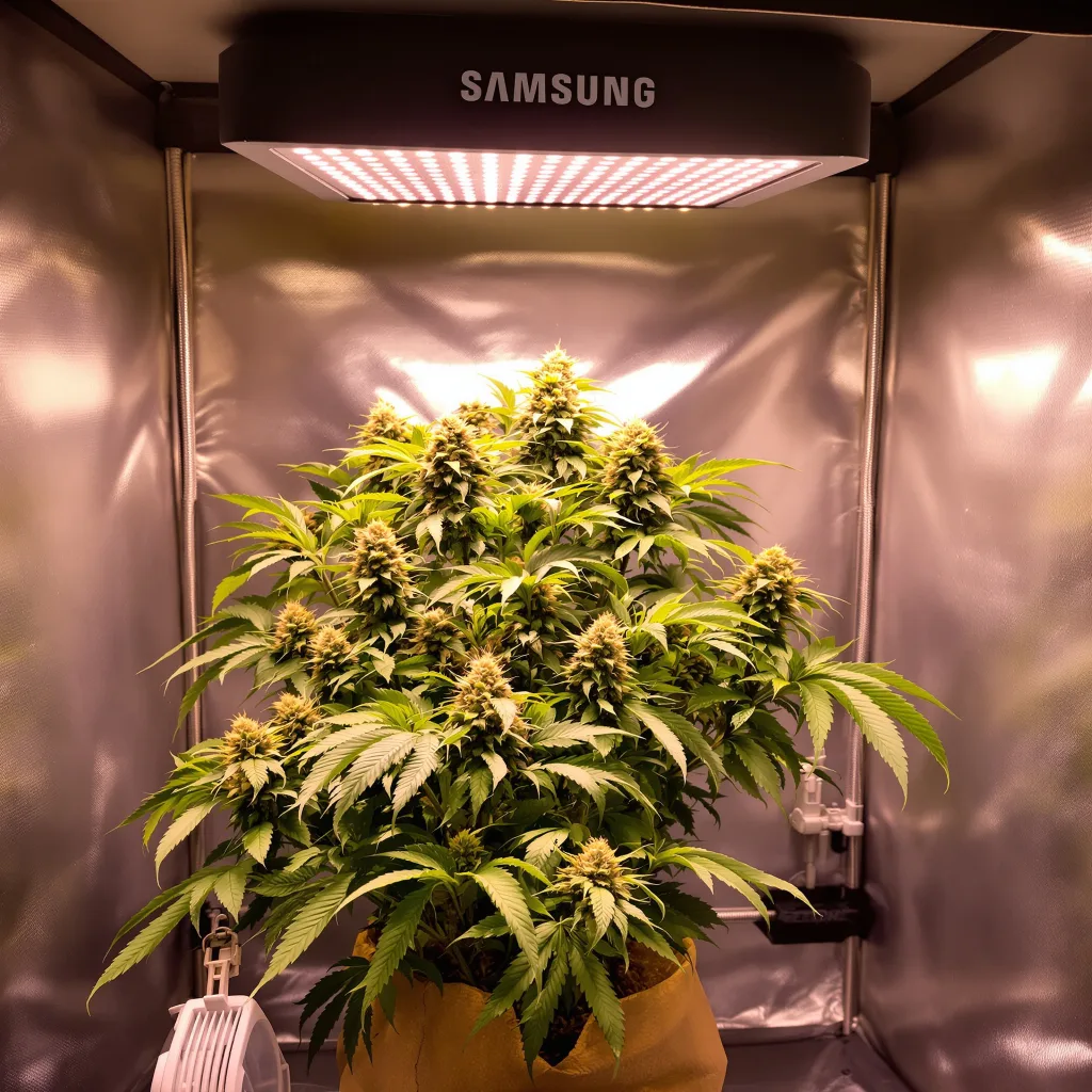 Money Maker 87% indica / 13% sativa flower with visible trichomes