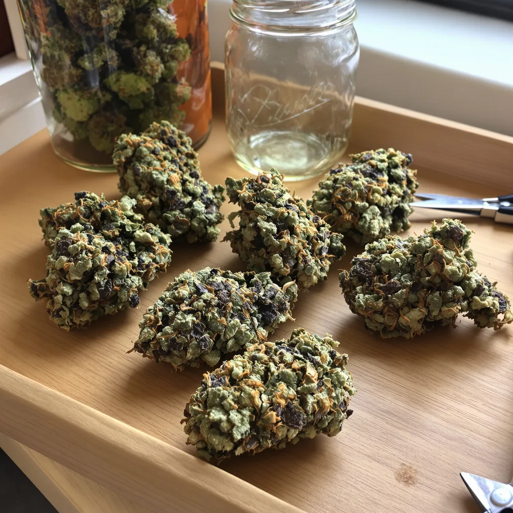 Money Maker 87% indica / 13% sativa flower with visible trichomes