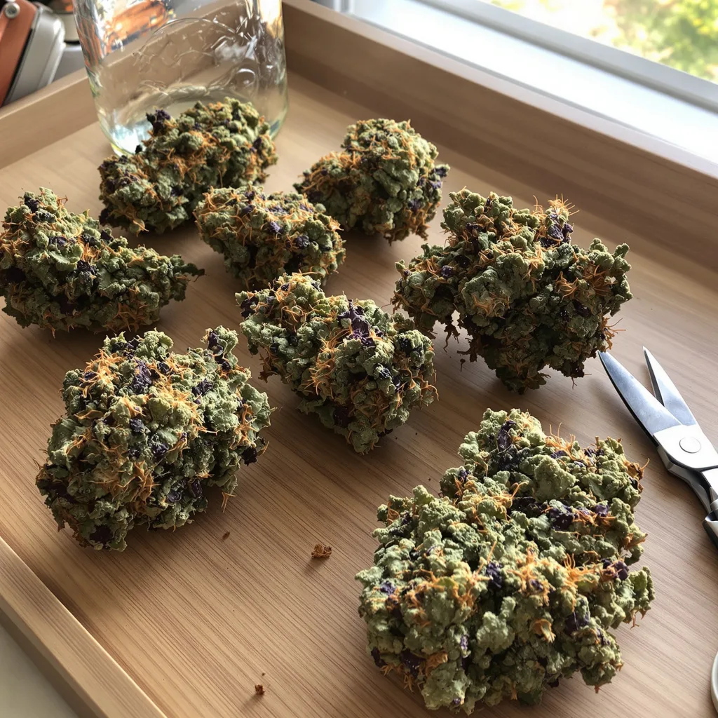 Monster Cookies 80% indica / 20% sativa flower with visible trichomes