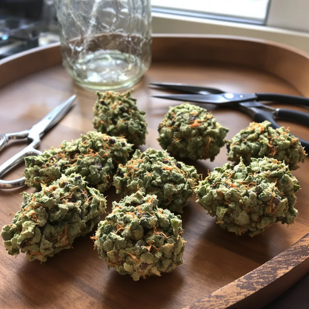 Mr. Tusk 60% indica / 40% sativa flower with visible trichomes