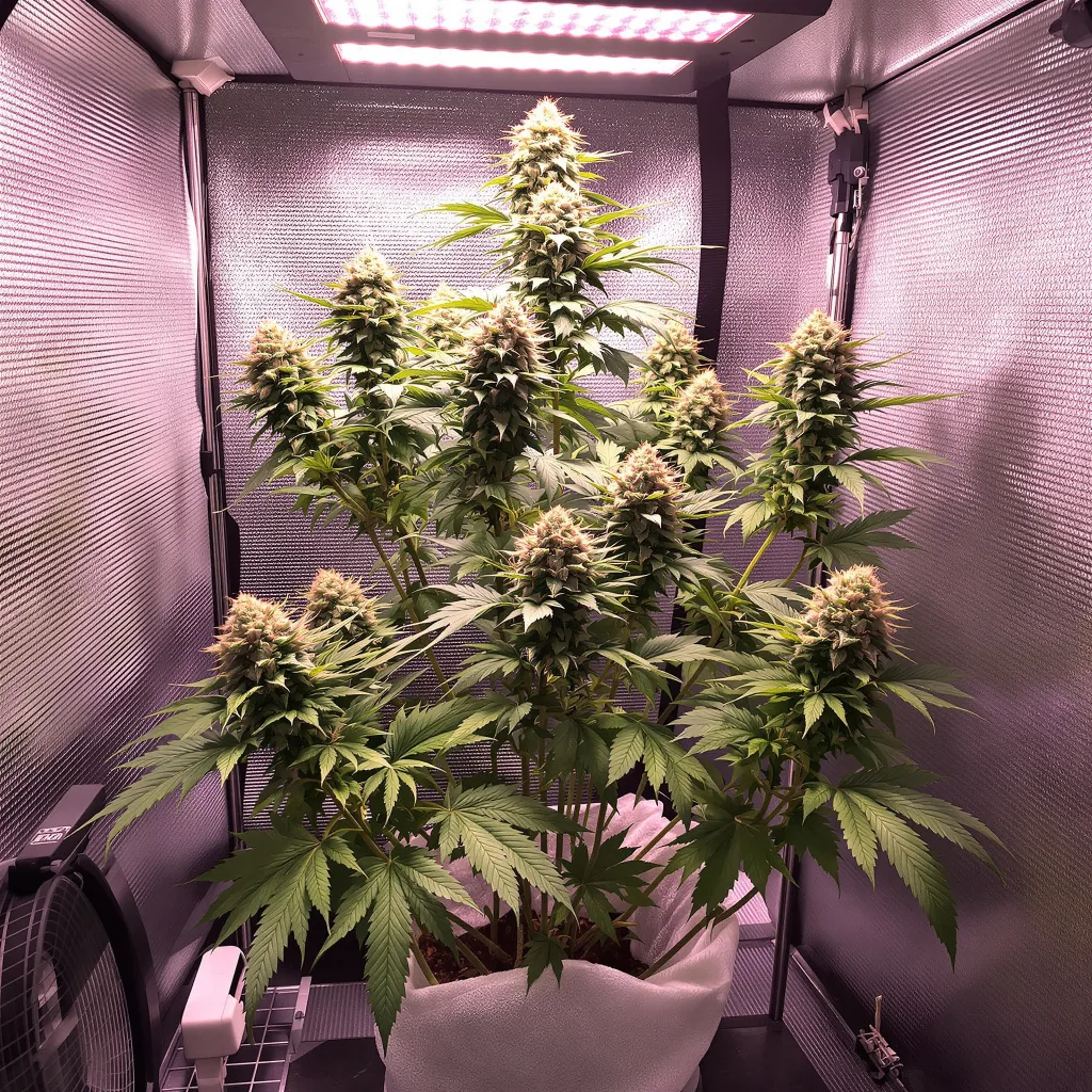 Mt. Rainier 43% indica / 57% sativa flower with visible trichomes