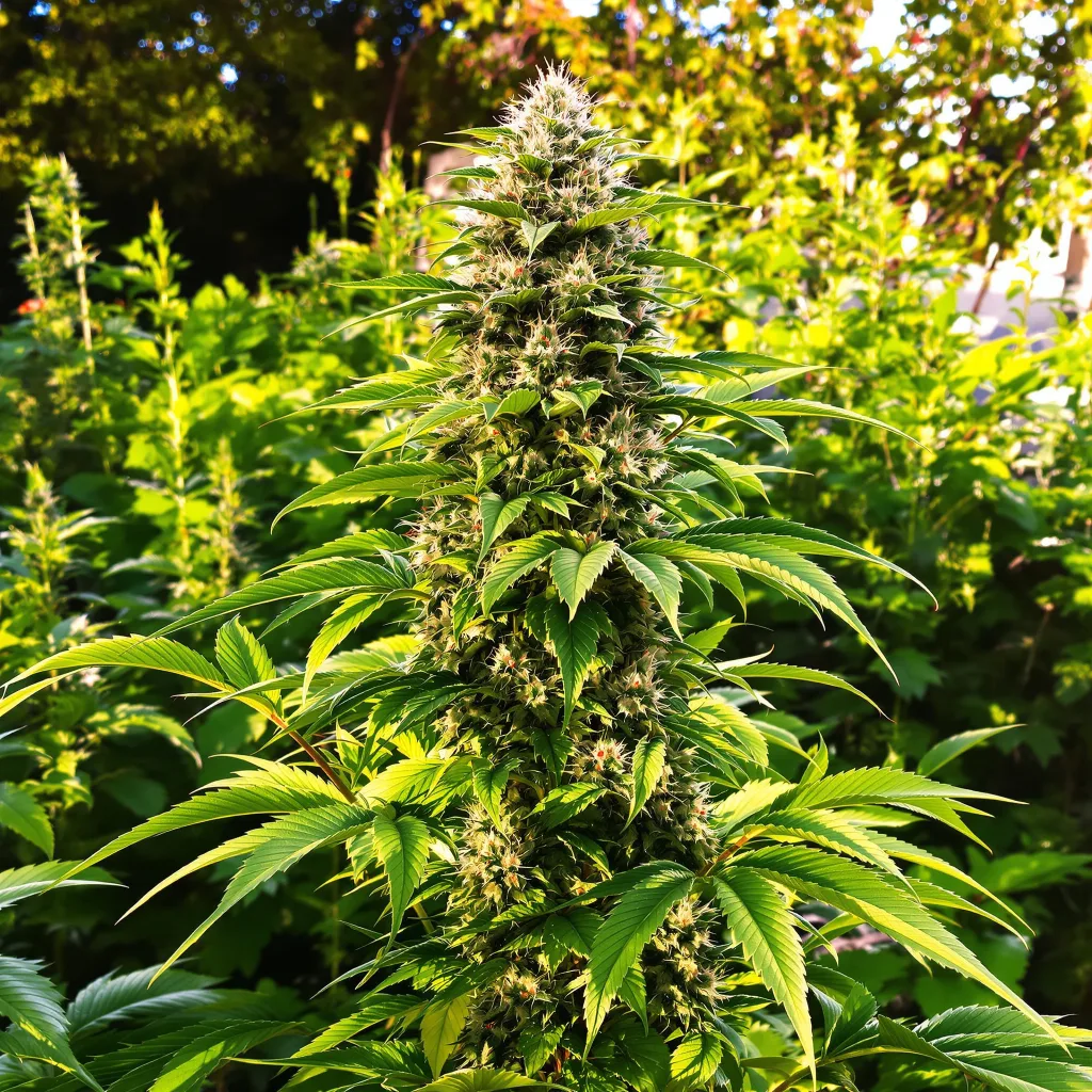 Mt. Rainier 43% indica / 57% sativa flower with visible trichomes